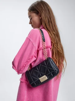 Quilted Crossbody Bag With Chain|Parfois Outlet