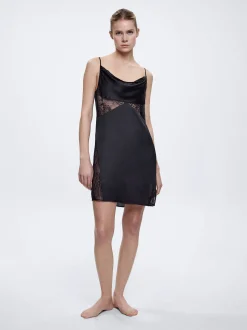 Sateen Nightdress With Lace Detail|Parfois Clearance
