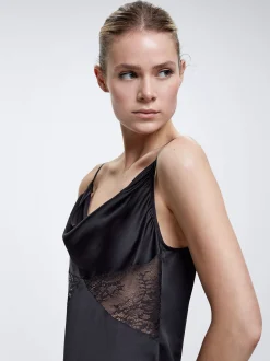 Sateen Nightdress With Lace Detail|Parfois Clearance