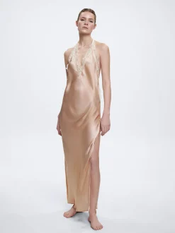 Sateen Nightdress With Lace Detail|Parfois Fashion