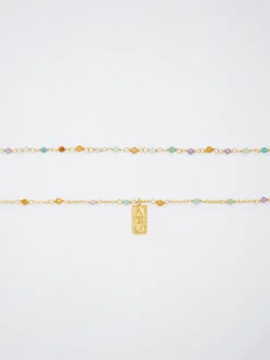 Set Of 925 Silver Necklaces With Semiprecious Stone|Parfois Online
