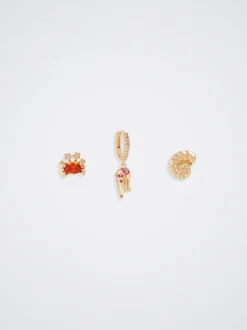 Set Of Earrings With Charms And Zirconia|Parfois Flash Sale