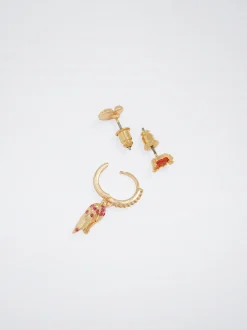 Set Of Earrings With Charms And Zirconia|Parfois Flash Sale