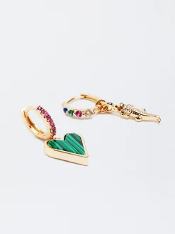 Set Of Earrings With Charms And Zirconia|Parfois Fashion