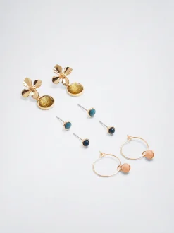 Set Of Earrings With Crystals And Resin|Parfois Sale