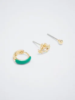 Set Of Earrings With Cubic Zirconia|Parfois Cheap