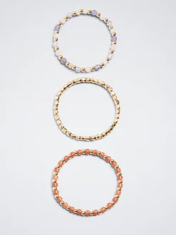 Set Of Elastic Bracelets With Stone|Parfois Fashion