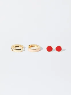 Set Of Enamel Earrings|Parfois Flash Sale