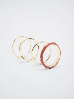 Set Of Golden Enamel Rings|Parfois Cheap