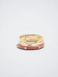 Set Of Golden Enamel Rings|Parfois Cheap