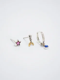 Set Of Hoops With Charms And Zirconia|Parfois Outlet