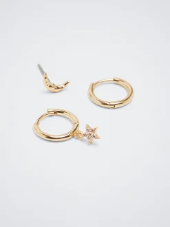 Set Of Hoops With Charms And Zirconia|Parfois Cheap
