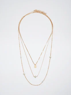 Set Of Necklaces With Pearls And Medals|Parfois Flash Sale