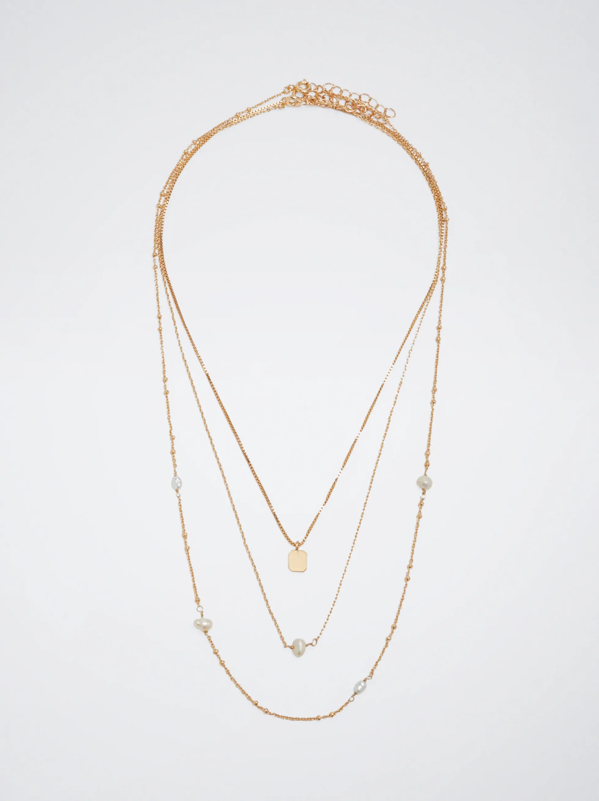 Set Of Necklaces With Pearls And Medals|Parfois Flash Sale