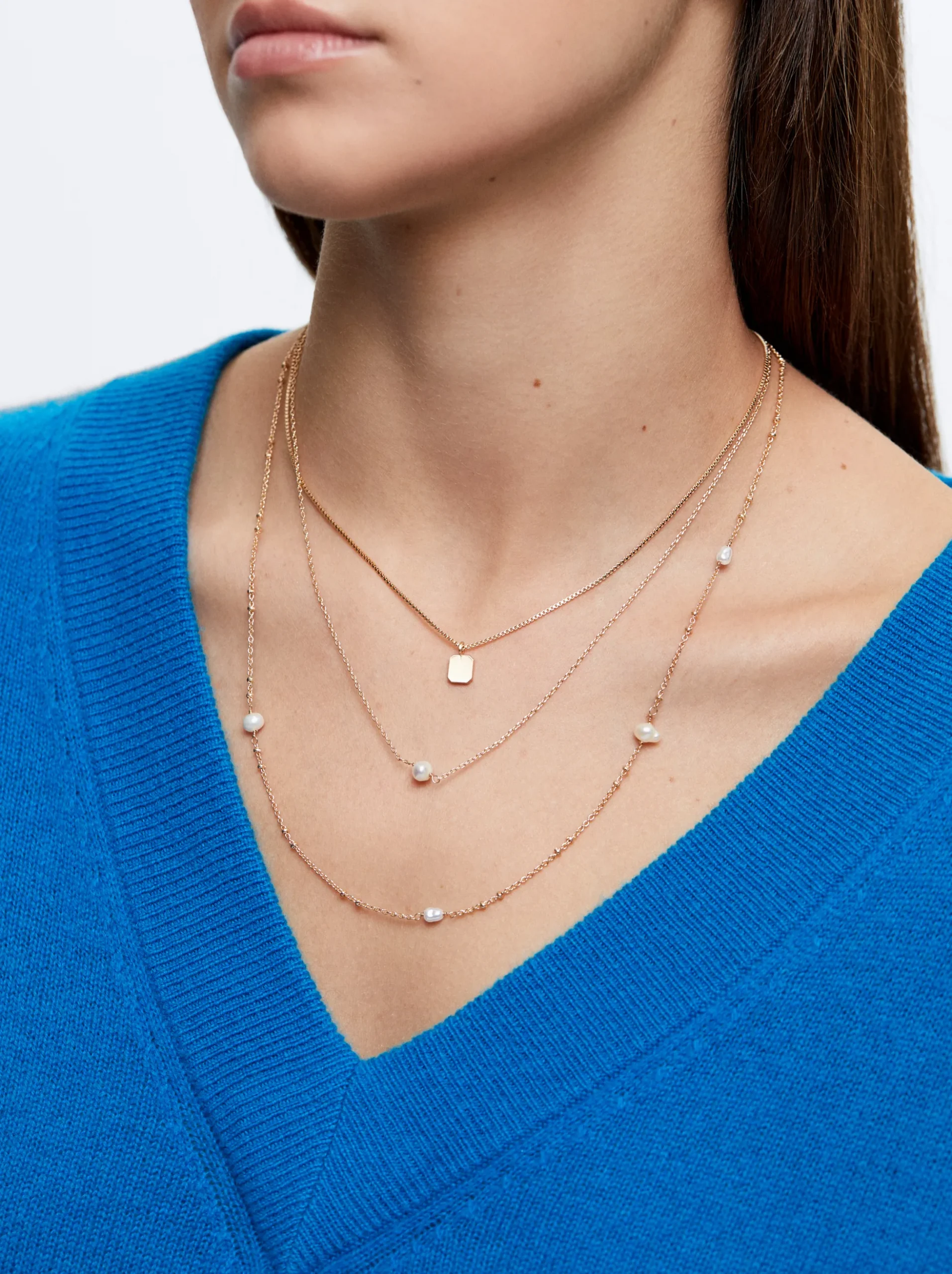 Set Of Necklaces With Pearls And Medals|Parfois Flash Sale