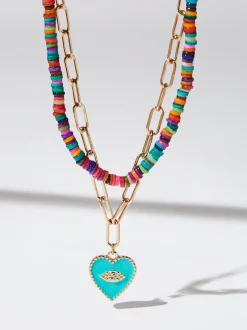 Set Of Necklaces With Shell And Heart|Parfois Online