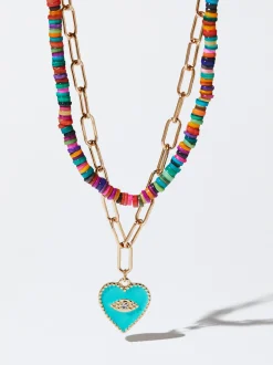 Set Of Necklaces With Shell And Heart|Parfois Online