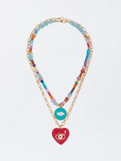 Set Of Necklaces With Stone And Charms|Parfois Best Sale