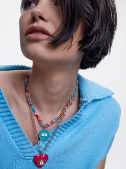 Set Of Necklaces With Stone And Charms|Parfois Best Sale