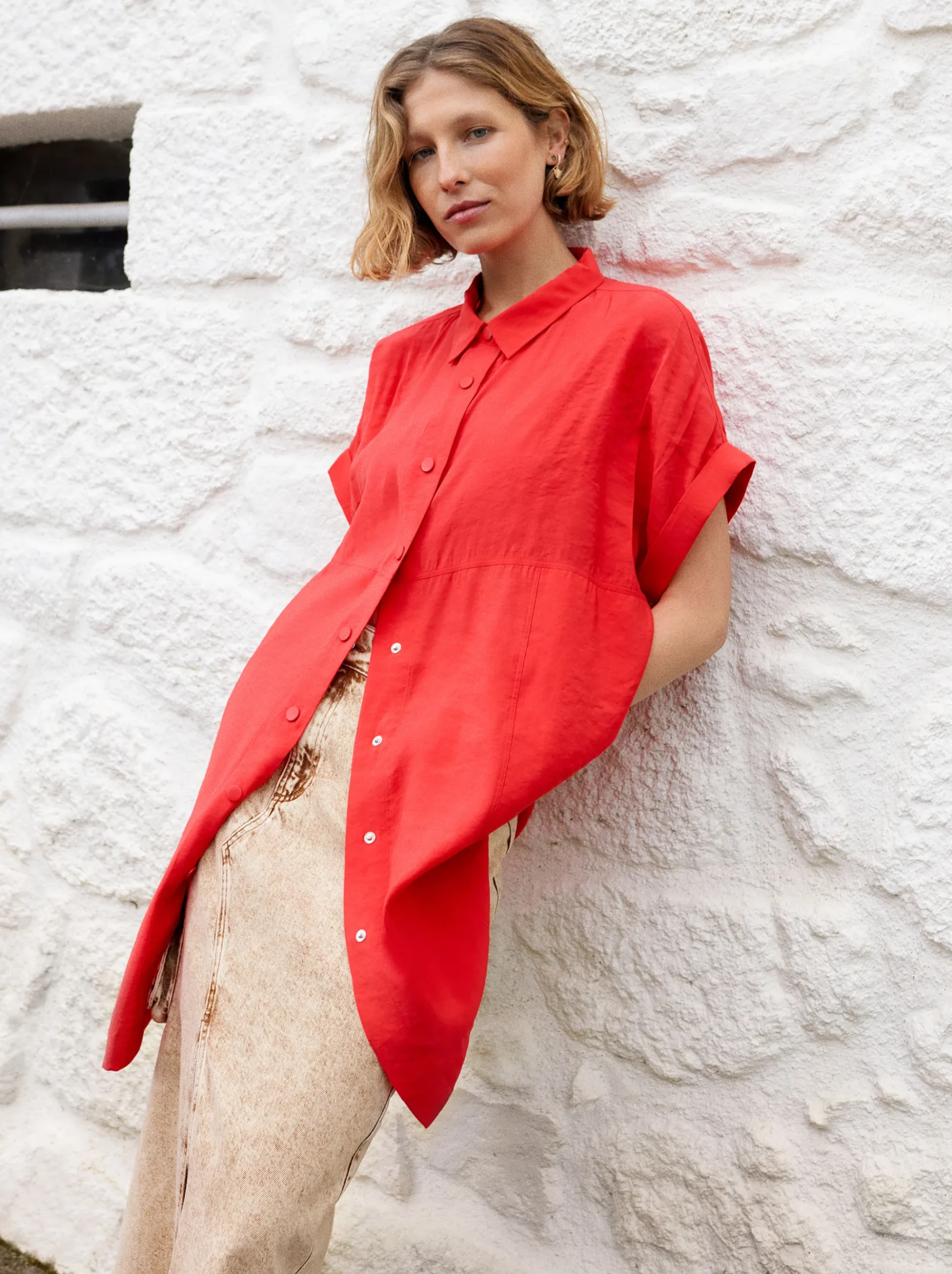 Short-Sleeved Midi Dress|Parfois Flash Sale