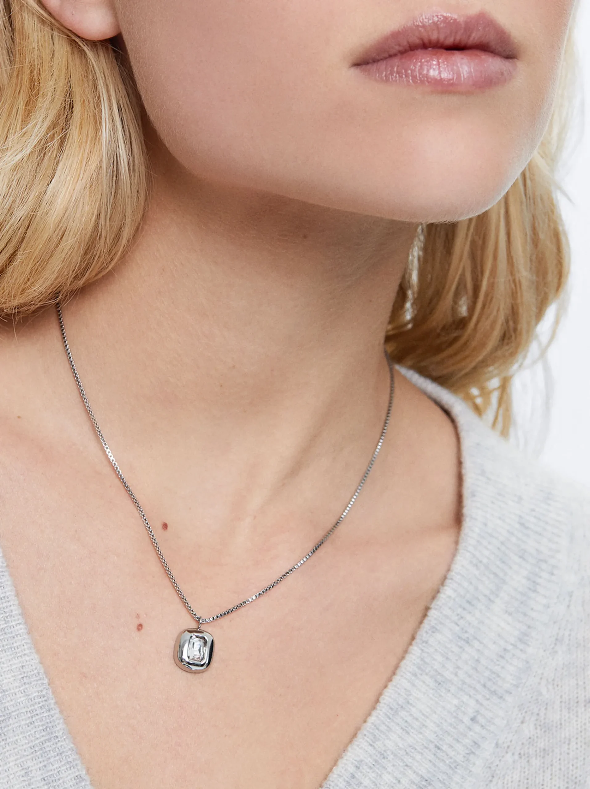 Stainless Steel Necklace With Crystals|Parfois Online
