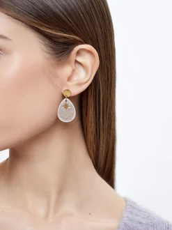 Stainless Steel Earrings With Shell|Parfois Flash Sale