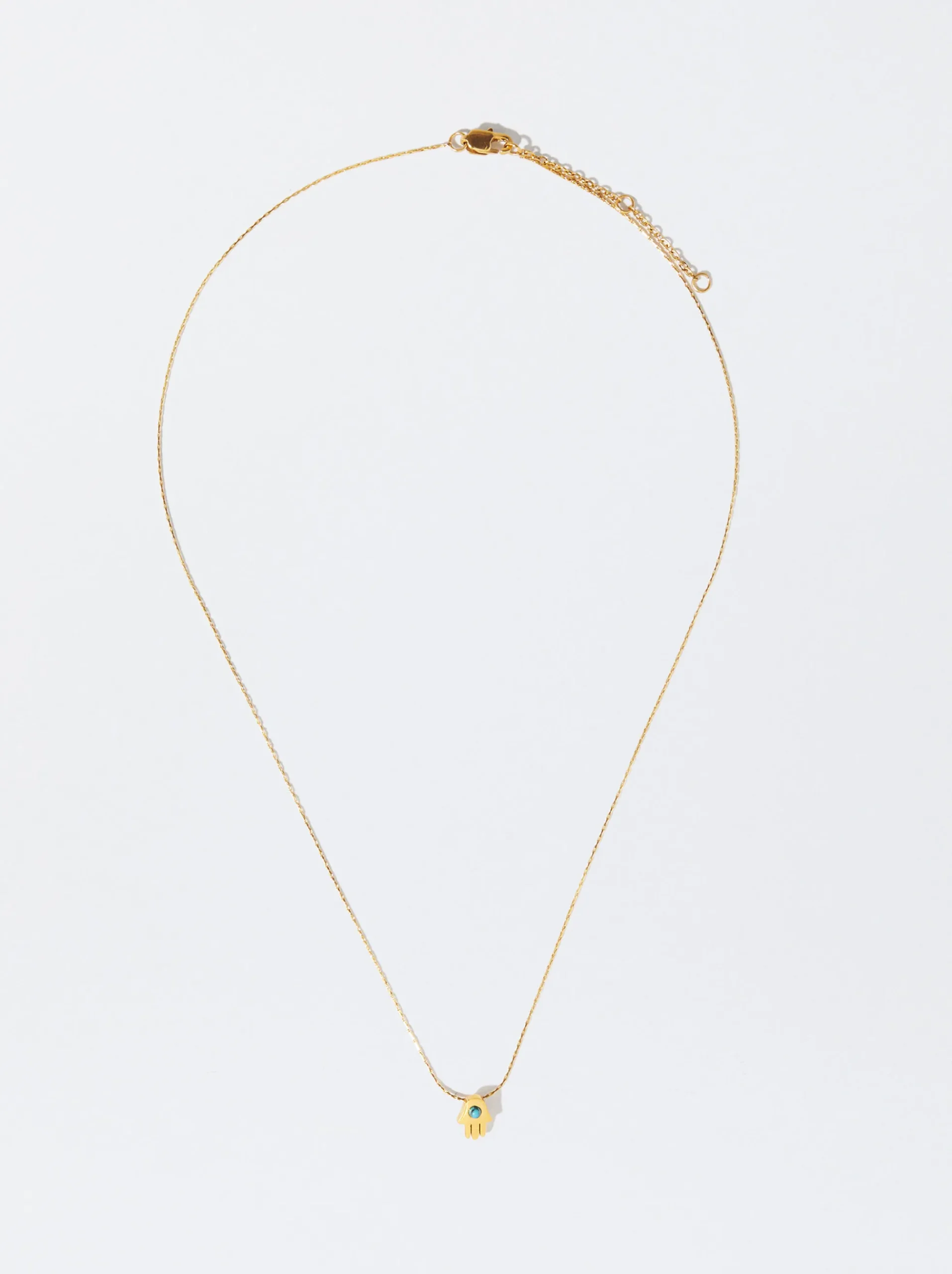 Stainless Steel Necklace With Hamsa Hand|Parfois New