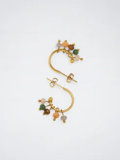 Stainless Steel Hoops With Semiprecious Stone|Parfois Discount