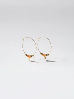 Stainless Steel Hoops With Semiprecious Stone|Parfois Discount