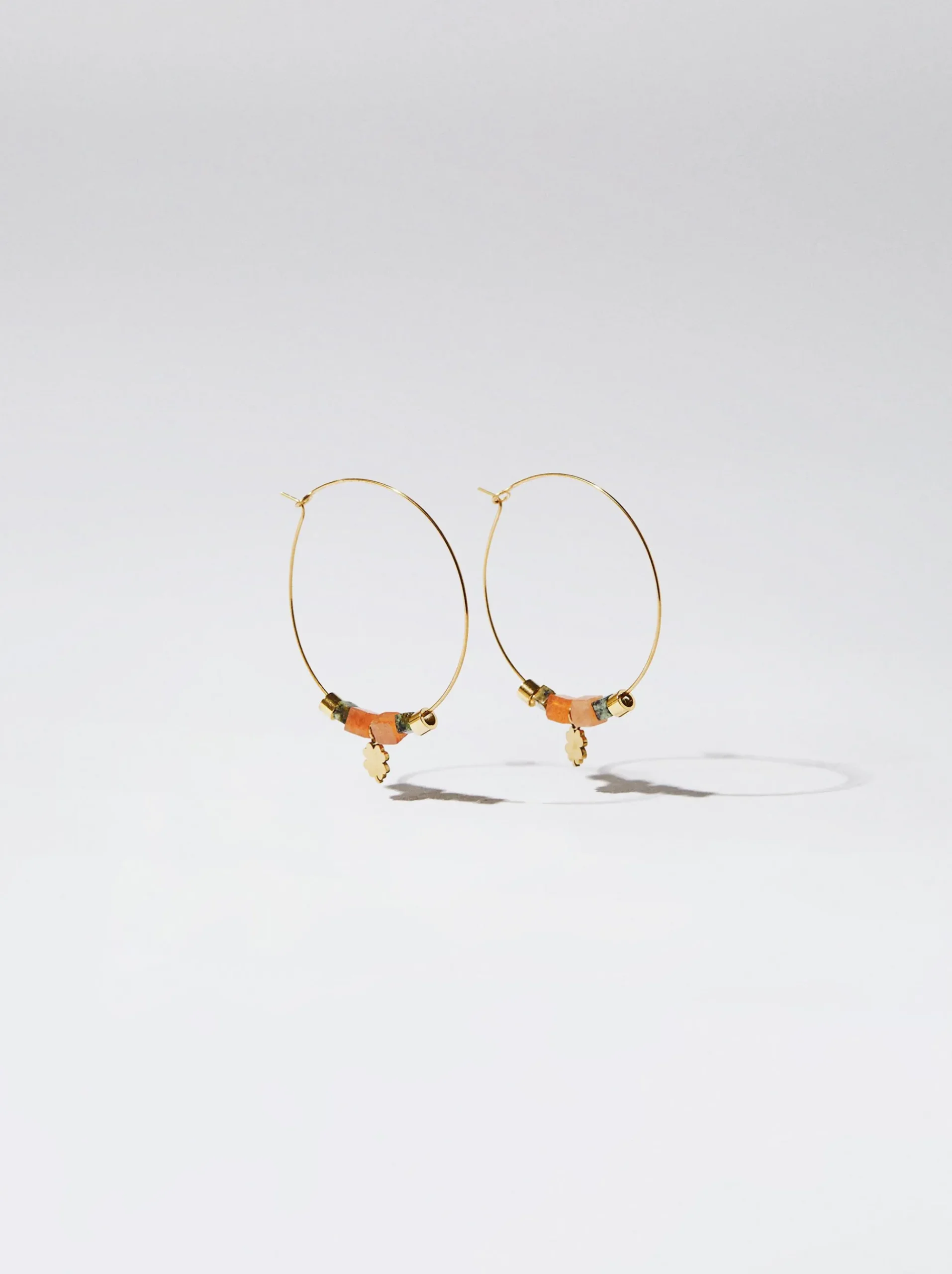 Stainless Steel Hoops With Semiprecious Stone|Parfois Discount