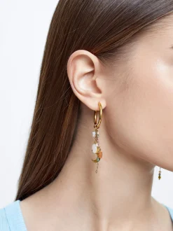 Stainless Steel Hoops With Semiprecious Stone|Parfois Online