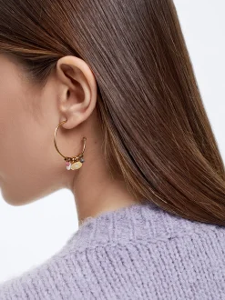 Stainless Steel Hoops With Semiprecious Stone|Parfois Cheap