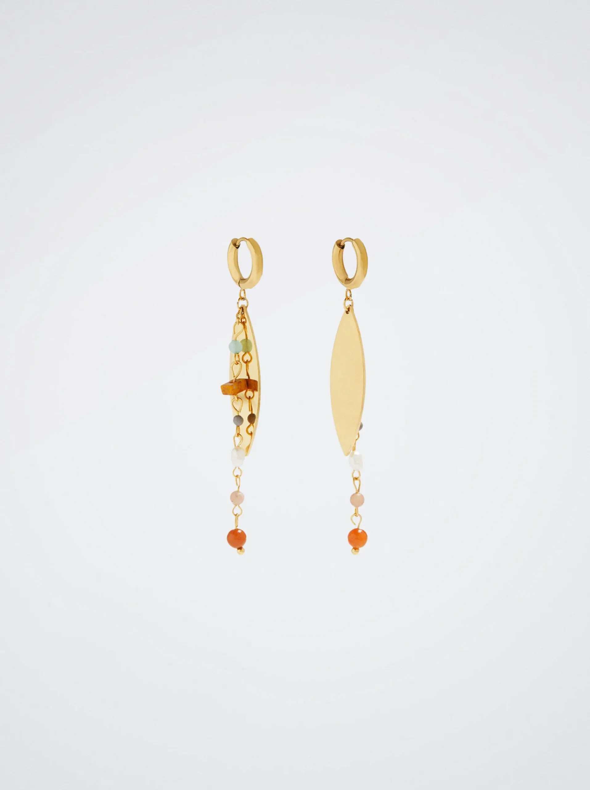 Stainless Steel Hoops With Semiprecious Stone|Parfois Outlet