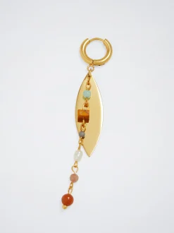 Stainless Steel Hoops With Semiprecious Stone|Parfois Outlet