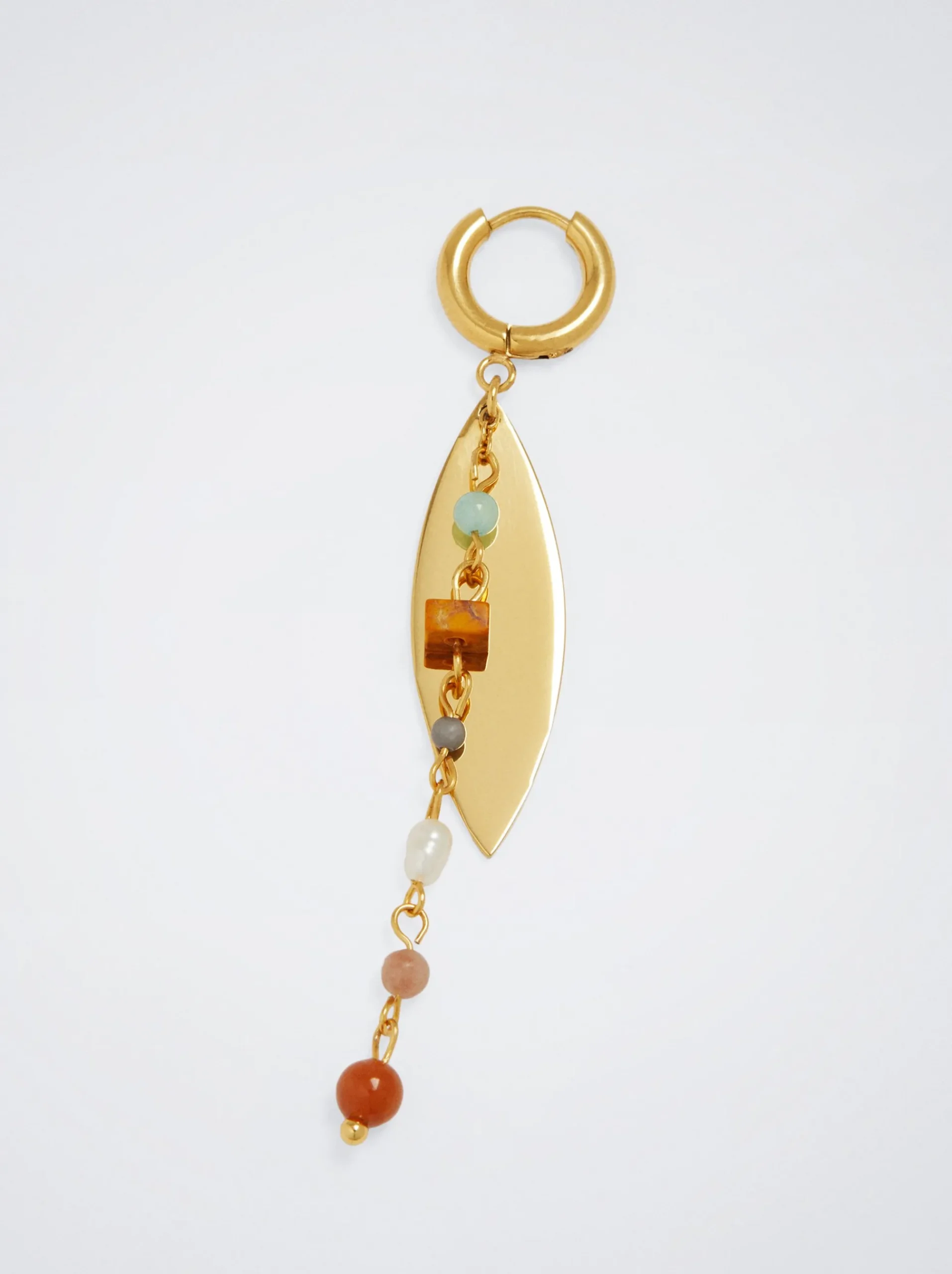 Stainless Steel Hoops With Semiprecious Stone|Parfois Outlet