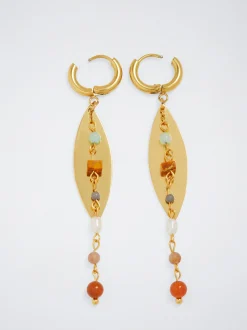 Stainless Steel Hoops With Semiprecious Stone|Parfois Outlet
