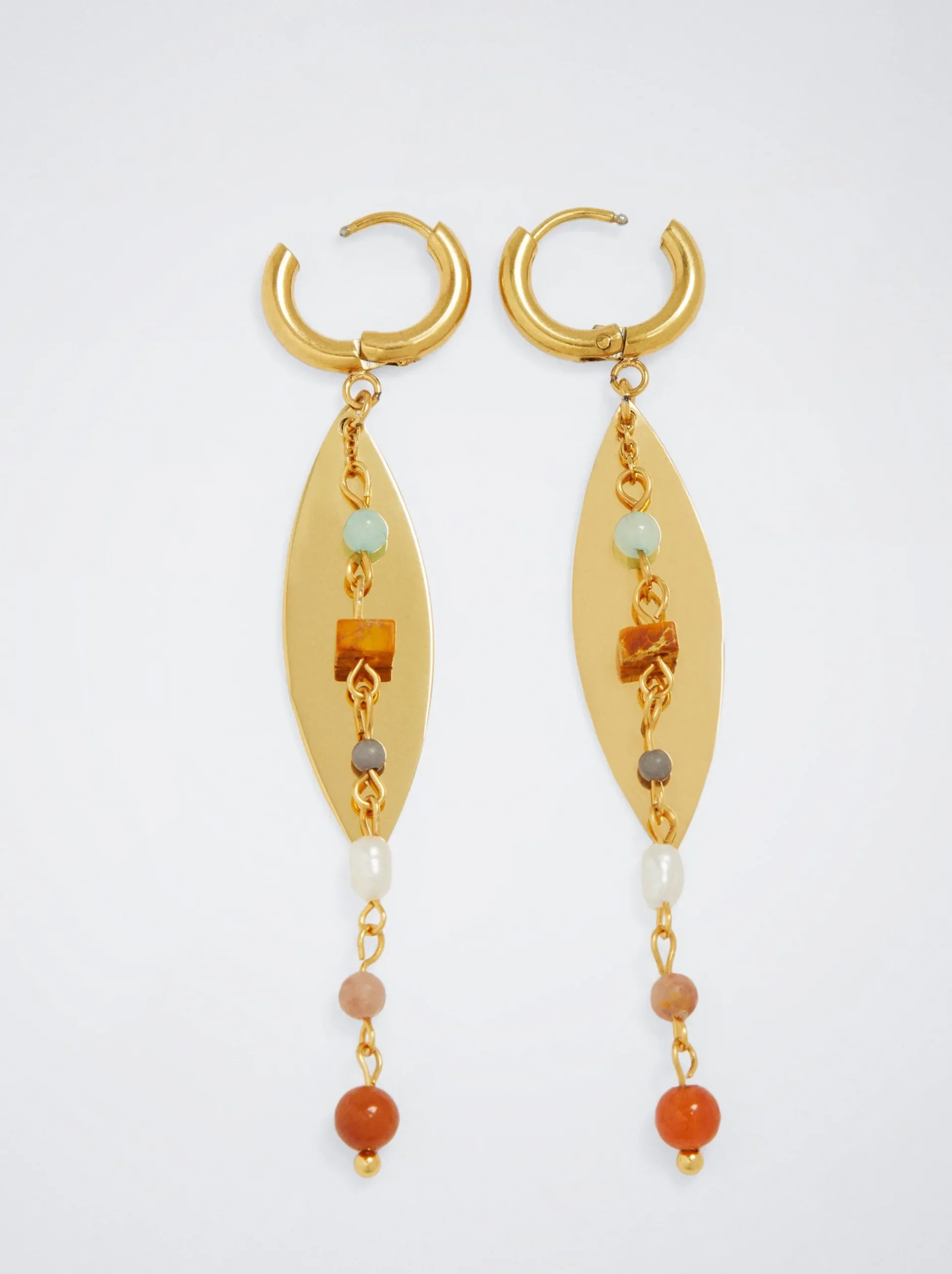 Stainless Steel Hoops With Semiprecious Stone|Parfois Outlet