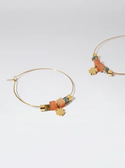 Stainless Steel Hoops With Semiprecious Stone|Parfois New