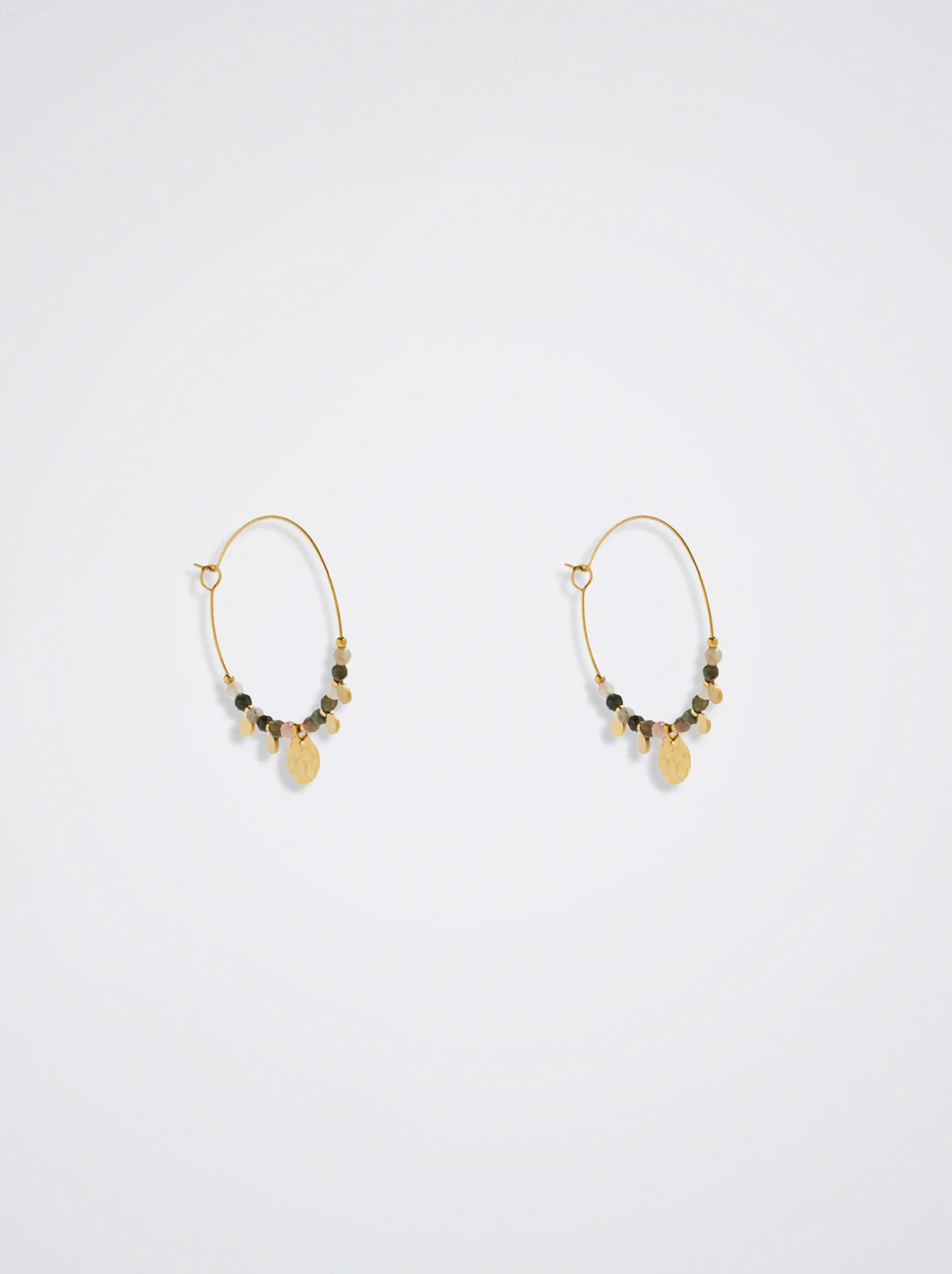 Stainless Steel Hoops With Semiprecious Stone|Parfois Clearance