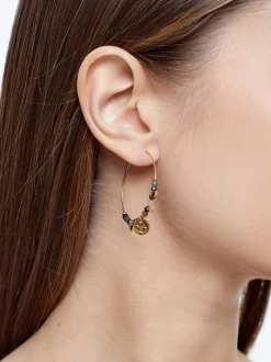 Stainless Steel Hoops With Semiprecious Stone|Parfois Clearance