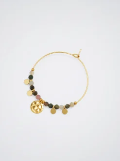Stainless Steel Hoops With Semiprecious Stone|Parfois Clearance