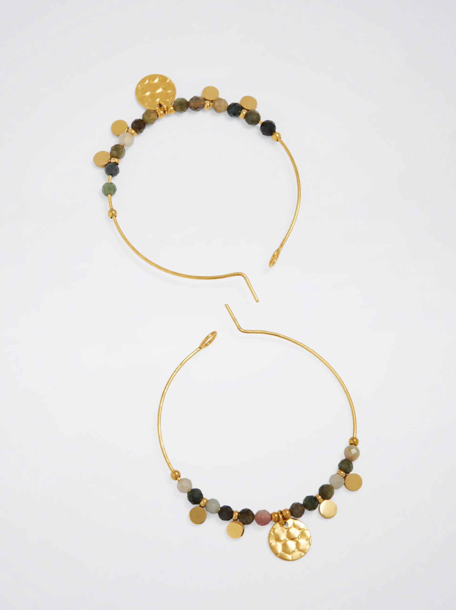 Stainless Steel Hoops With Semiprecious Stone|Parfois Clearance