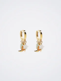 Stainless Steel Hoops With Semiprecious Stone|Parfois Online