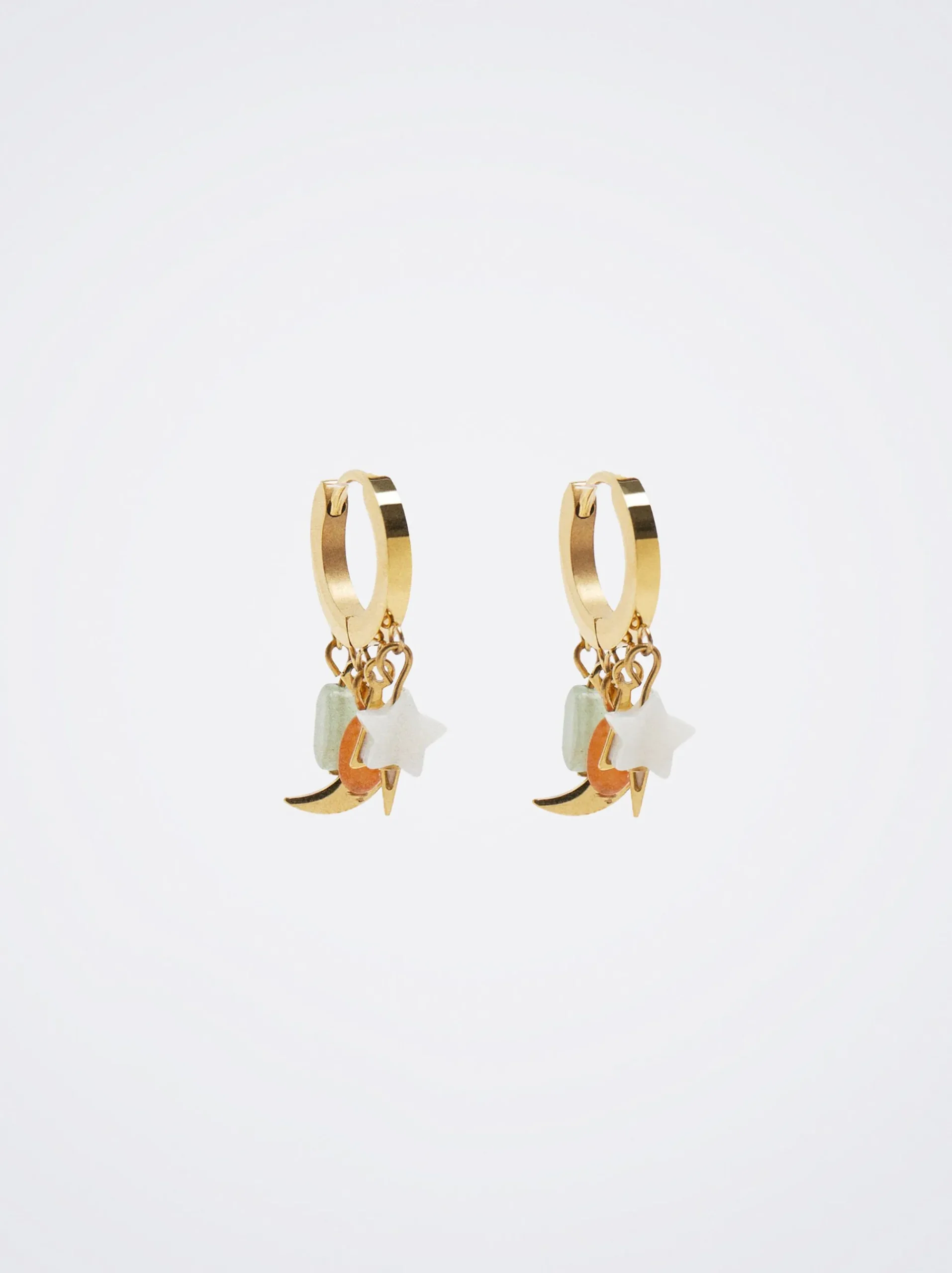 Stainless Steel Hoops With Semiprecious Stone|Parfois Online