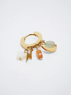 Stainless Steel Hoops With Semiprecious Stone|Parfois Online