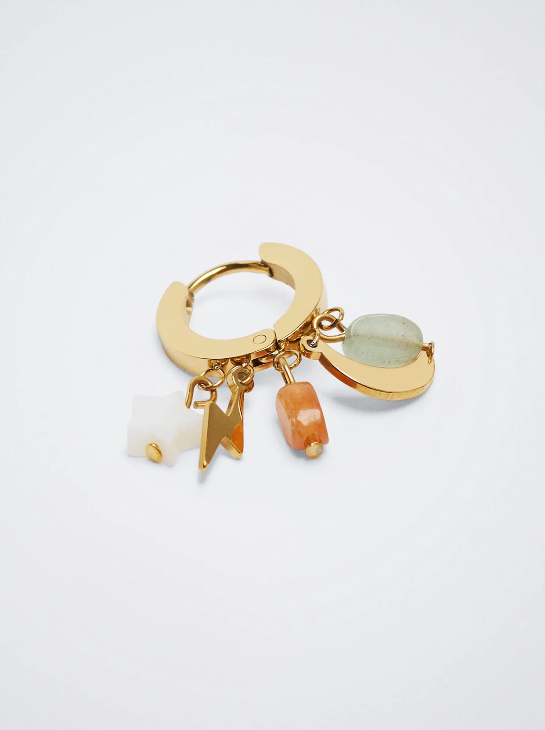 Stainless Steel Hoops With Semiprecious Stone|Parfois Online
