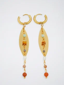 Stainless Steel Hoops With Semiprecious Stone|Parfois Hot