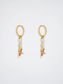 Stainless Steel Hoops With Semiprecious Stone|Parfois Shop