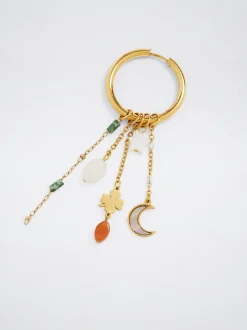 Stainless Steel Hoops With Semiprecious Stone|Parfois Shop