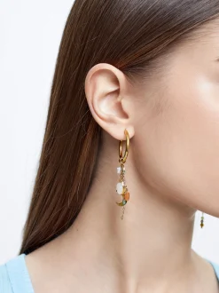 Stainless Steel Hoops With Semiprecious Stone|Parfois Shop